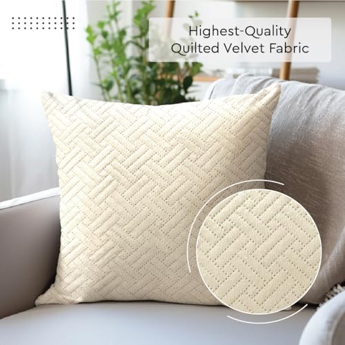 Image of Encasa XO Velvet Cushion Covers, No Inserts, Set of 2, Cream