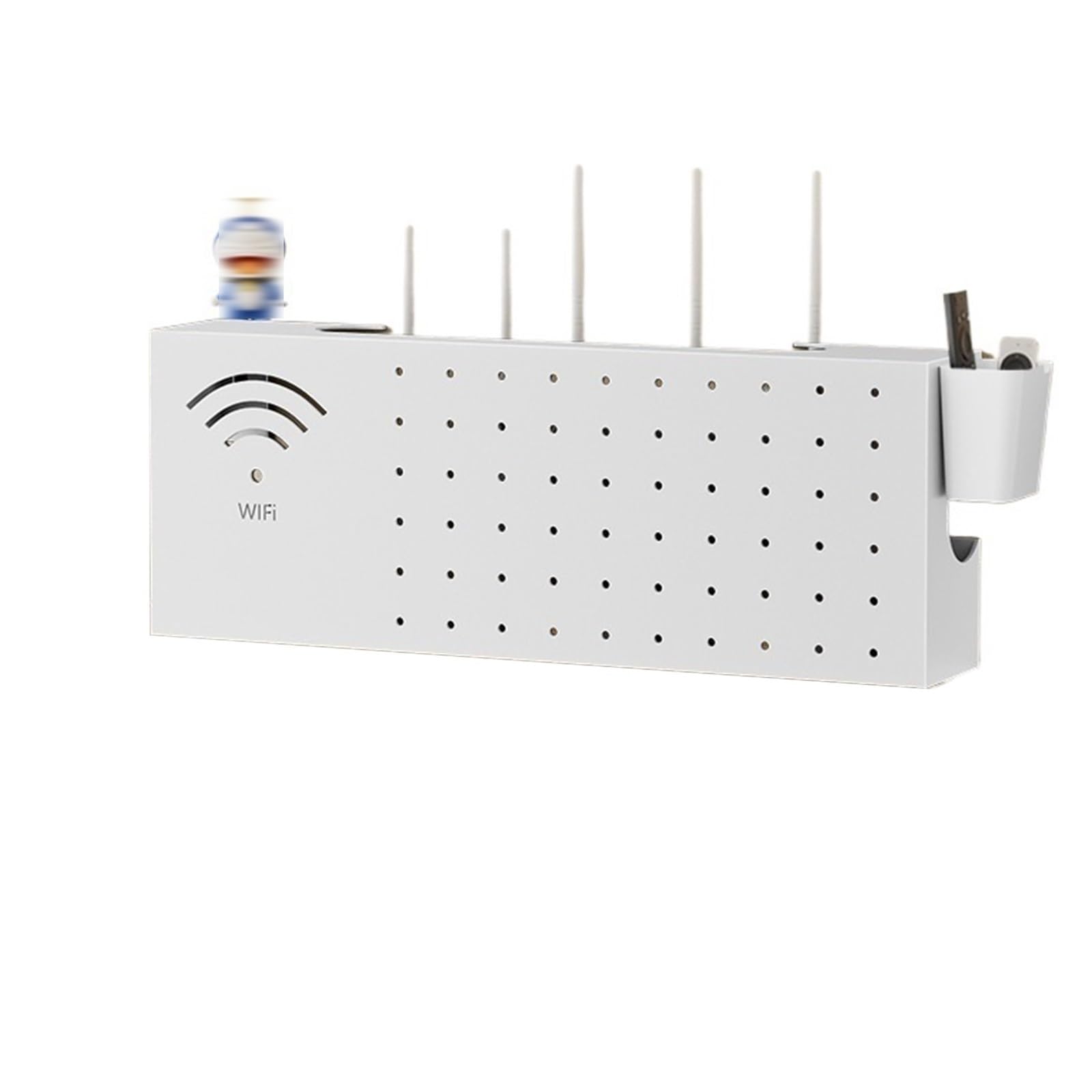 Mural BoîTe de Rangement pour Routeur, Support pour Modem, Cache-Routeur, Cache-Multiprise, éTagèRes Flottantes DéCoratives(Blanc,19in/50cm)