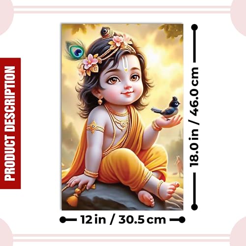 Image of Twinster Bal krishna Posters Photo for Pregnant Women, Baby Poster Self Adhesive (Size 45 cm by 30 cm) Pack of 1 (Design 4)