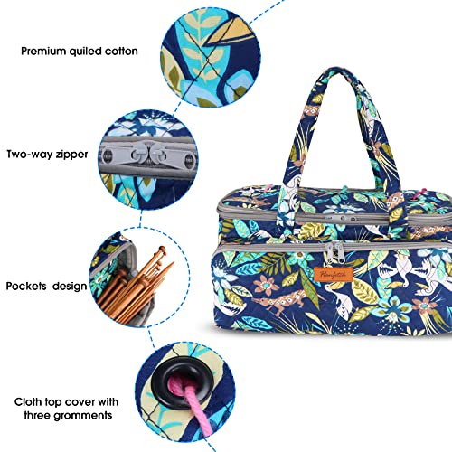 Image of Yarn Bag-Large Size-Yarn Storage Organizer with Grommets-Portable Crochet Bag for Yarn Skeins-Crochet Hooks-Knitting Needles -Other Accessories (Rainforest)