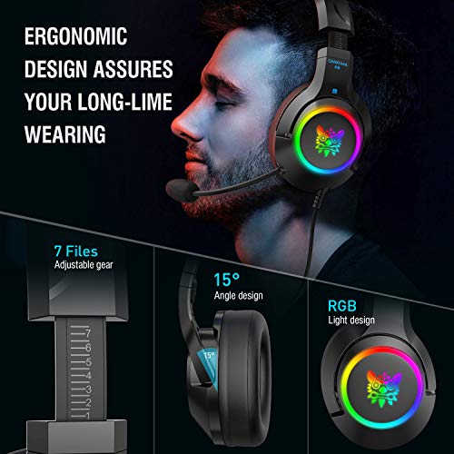 ONIKUMA PS4 Headset -Gaming Headset Xbox one Headset Gaming Headphone with Surround Sound, RGB LED Light 