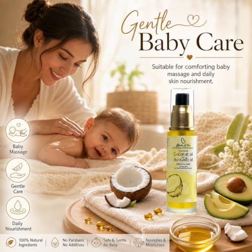 Image of Coconut & Avocado Oil for Hair Growth & Skin Care | Cold Pressed Body Massage Oil for Hair Face & Baby | Deep Moisturizing Lightweight Non Sticky Oil for Scalp & Skin | 50 ml