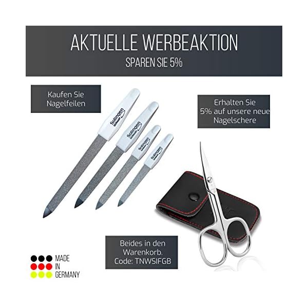 Schwertkrone Hochwertige Nagelfeile/Solingen Set 4-teilig Saphirnagelfeile Fein/Grob in 4 Größen/Maniküre und Pediküre – Bild 7