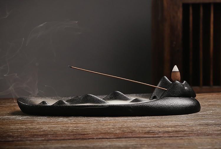 Miniatura 5 de SWEPGOODS Quemador de incienso de reflujo  Soporte de incienso de cerámica hecho a mano para palos y conos de reflujo  Colector de cenizas de