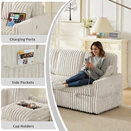 Image of KCGKCG 81 inch Sectional Sleeper Sofa Bed, Pull Out Couches for Living Room