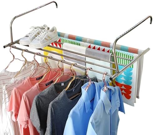 Stainless Steel Extendable Wall-Mounted Clothes Airer with Radiator, Foldable Rack for Towels, Ideal for Balconies, Space-Saving, Multi-Color Design, Durable & Stylish.