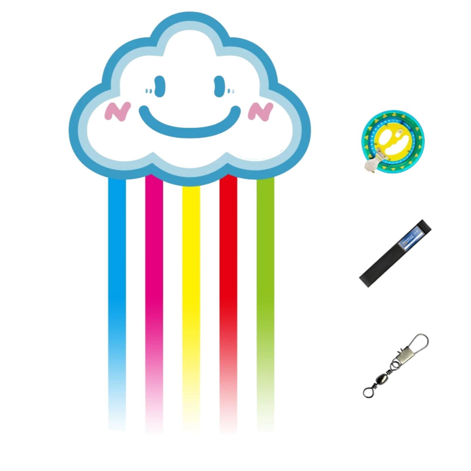 Smiling Cloud Rainbow Kite Mit Single-Line-Rolle, Einfach Zu Fliegende Fun-Drachen Für Anfänger, Für Spiele Und Aktivitäten Im Freien(String 300m/984ft)