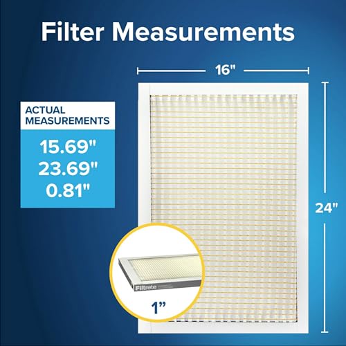 Image of Filtrete 16x24x1 Air Filter MERV 5, 6-Pack AC Furnace Filters for Home HVAC, MPR 300 Basic Dust Defense, Removes Lint & Household Dust, 3-Month Pleated Electrostatic (Actual Size 15.81x23.81x0.81 in)