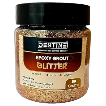 DESTINE GLITTER (GOLD, SILVER, COPPER) for Epoxy Grout (50 Grams) | Glitter for Epoxy Grout | Sparkle for Epoxy Grout | Glitter for tile & stone joint | Sparkle for tile & stone joint (Copper)