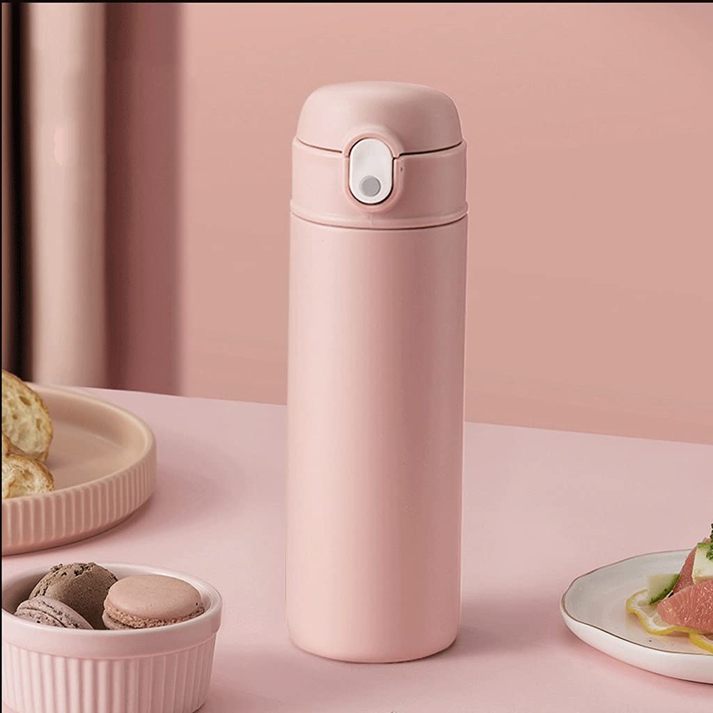316Imulatulatulatulatulated Edelstahl-Wasserflasche 24-Stunden-isolierter Wasserflasche ausgelichtige Flasche mit Sicherungsknopfabdeckung (Color : Pink, Größe : 400ml)