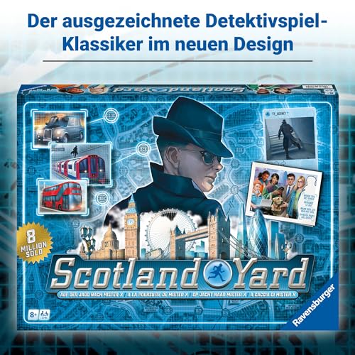 Ravensburger Gesellschaftsspiel 27515 - Scotland Yard - Familienspiel, Brettspiel für Kinder und Erwachsene, Spiel des Jahres, für 2-6 Spieler, ab 8 Jahre – Bild 4