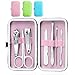 YWQ 3 Pack 7Pcs Manicure Set,Cute and Surprisingly Sturdy Stainless Steel Nail Clipper Set with case, Great Gifts Personal Pedicure Kit for Women Men Girls Travel, Pink Blue Green