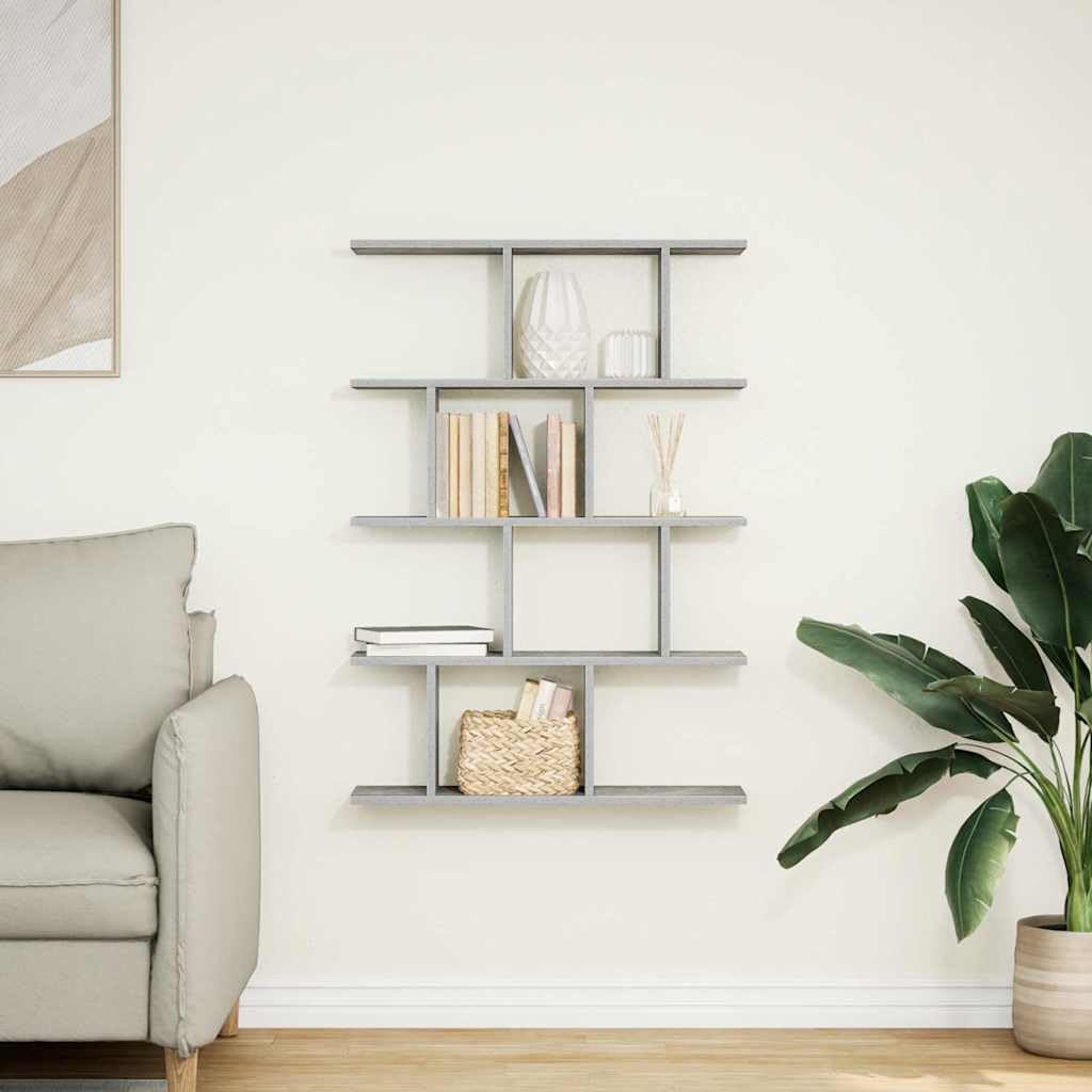 Estantería de pared (15 compartimentos), color gris | Diseño flotante, fácil de limpiar, multifuncional para sala de estar dormitorio
