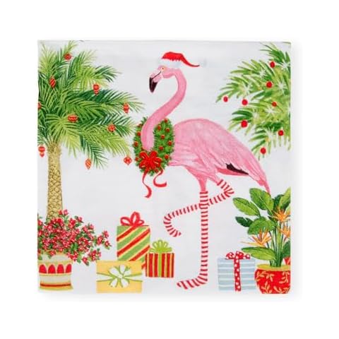 Caspari Christmas Flamingos Cocktail Napkins, 20 Pack Cover