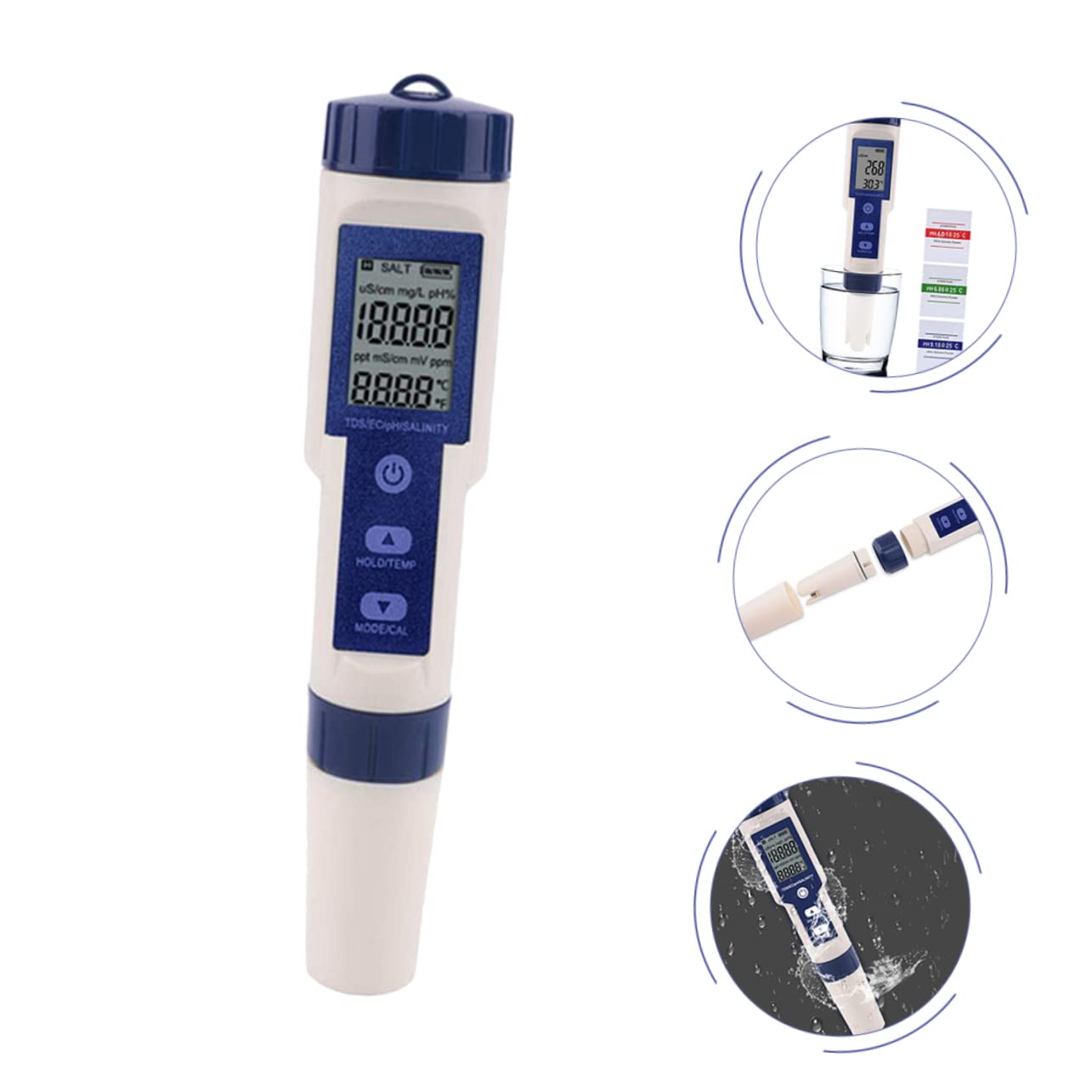 Tester di Salinità Digitale per Acquari e Piscine Sonda ad Alta Sensibilità, Misuratore EC in Plastica, Alimentato a Batteria Lr44, per Acqua Salata