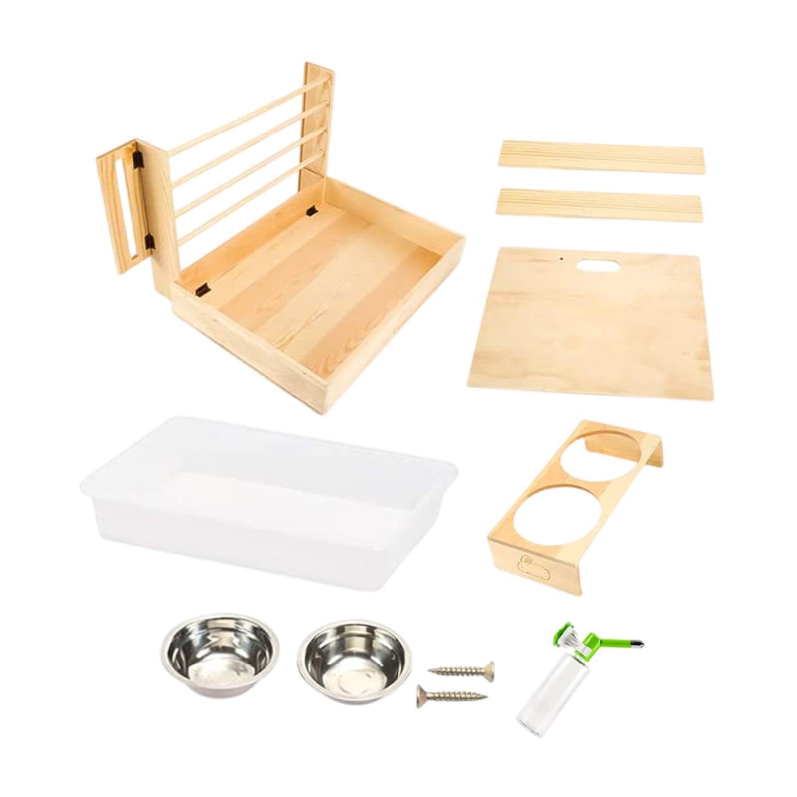 Mangeoire pour Lapins avec biberon, Bol et bac à litière : Un système Pratique pour Nourrir Vos Lapins Tout en Les divertissant. Râtelier à Foin