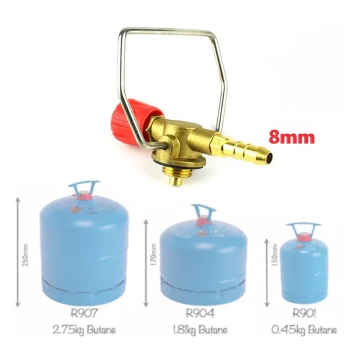 Válvula de cilindro de gas de camping con mango para cilindros de butano 901, 904 y 907 Campingas