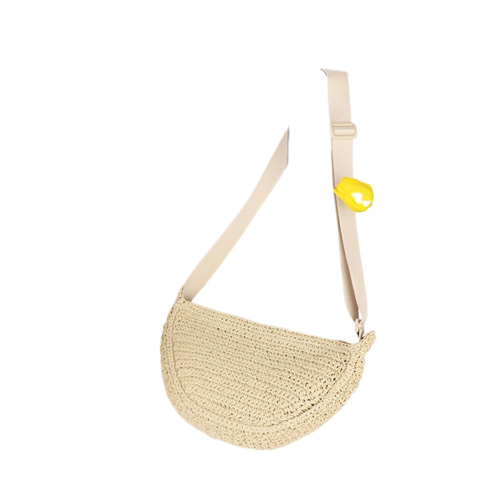 Borsa Spalla Paglia Crossbody Bag Tessuto Sling Cinturina Regolabile Casual Mini A Spalla-Brown