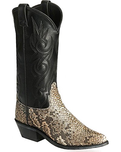 Old West Men's Snake Printed Cowboy Boot Pointed Toe Natural 13 EE US