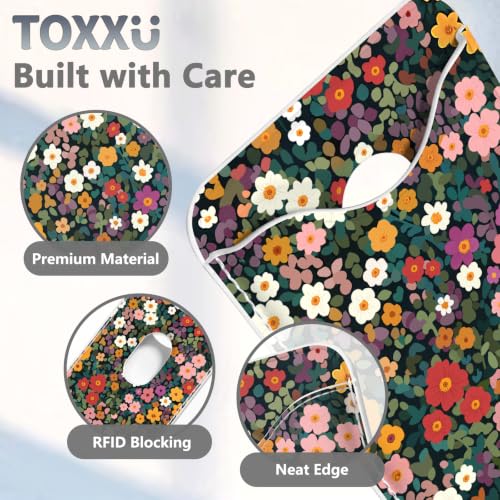 Image of Floral Magnetic Wallet for Magsafe Compatible with iPhone 17 /16 /15 /14 /13 /12 Series Pro Max Plus Air Flowers Phone Magnet Card Holder for Women Lether Mag Safe Wallets Deep