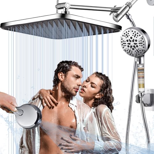 BSTGZLUXU Shower Head with Filters-14'' Rainfall ShowerHead,Filtered Power Wash Handheld for Hard Water,Keep High Pressure Output, Reduces Dry Itchy Skin, Eczema&Improves Condition of Your Body, Hair