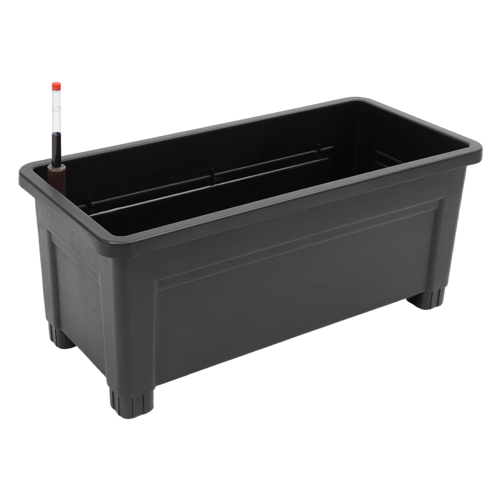 Juego de 2 bancales altos de material PP, 25 kg por parterre, cama para plantas con patas, 75 x 34,5 x 65,5 cm, con sistema de drenaje y tapones de goma, caja rectangular de jardín para balcón y