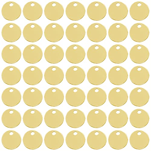 Shapenty Small Round Stainless Steel Flat Blank Stamping Tag Pendants Mini Discs for Bracelet Earring Necklace Chain Charms Jewelry Making Specialized Number Alphabet Stamping, 50PCS