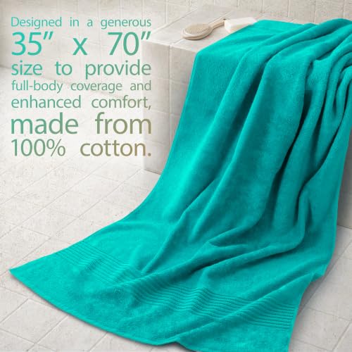 Image of Cotton Paradise 100% Cotton Hand Towels, 2 Piece 35x70 Hand Bath Towels, Turquoise