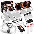 26-Piece Griddle Accessories Kit, HaSteeL Flat Top Grill Utensils Tool Set, Stainless Steel Spatulas, Griddle Scraper Chopper, Melting Dome, Bacon Press for Teppanyaki Cooking BBQ, Dishwasher Safe