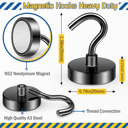 Image of FINDMAG Magnetic Hooks for Cruise Cabins, 50LB+ Magnet Hooks, 6 Pack Black | Heavy Duty Magnetic Hook for Locker, Fridge, Refrigerator, Office, Kitchen, Home, Cruise Essentials 2026
