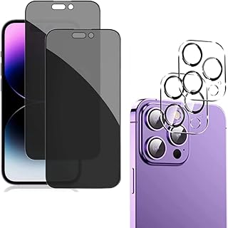 Kit 2x Películas Privacidade 3D + 2x Películas de Câmera Para iPhone 14, 14 Plus 14 Pro, 14 Pro Max - (Hard Glass Store) (iPhone 14 Pro (6.1))