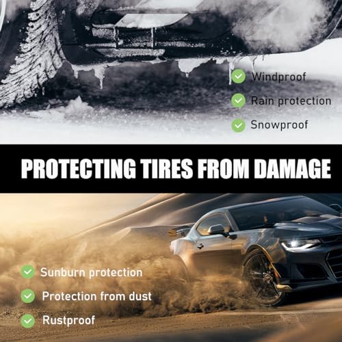 Image of Ohleats 2 PCS Car Tire Covers, Waterproof Tire Protector Fits Tire Diameters 26-28.9 inches, Dustproof Wheel Covers for RV, Truck, SUV, Camper, Van, Universal Car Accessories (Black, M)