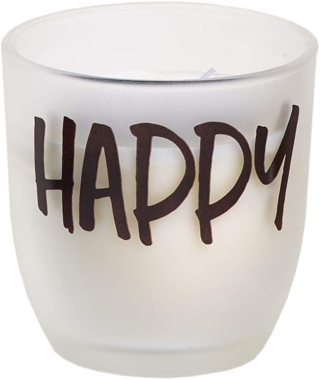 Spaas 6 Unscented Candles in Frosted Glass, ± 25 Hours, 'Happy', White