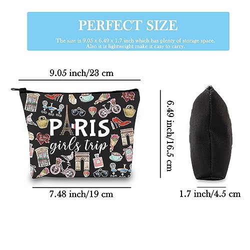 Paris Girls Trip Gift: Paris Weekend Theme Travel Bag - Skyline Makeup Bag for Her (Black EU), Girls Trip Paris Black Eu - Image 2