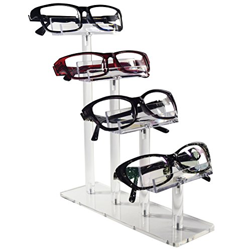 Mooca 4 Tier Acrylic Eyeglasses Frame Stand, Sunglasses Rack, Sunglasses Stand Acrylic Sunglasses Display, Sunglasses Rack Holder, Acrylic Glass Display, 9â€H