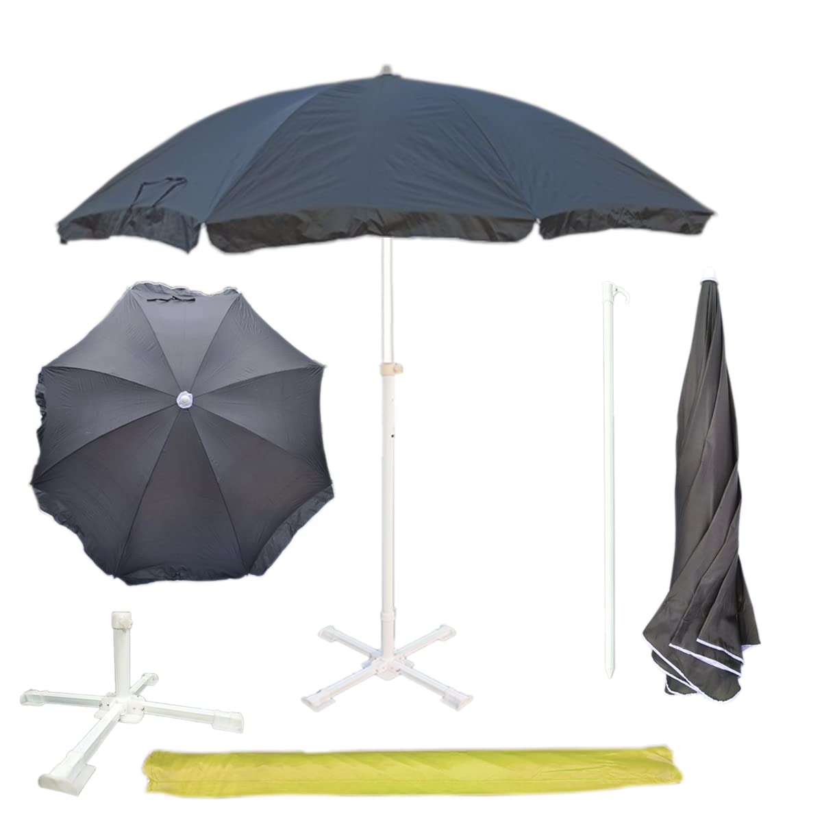 FunSiper® Garden Umbrella With Stand 7ft Outdoor Big Size Waterproof & Sun Protection Havey Duty Cloth Patio Garden Outdoor Umbrella with 4Leg Stand (Black)-image-44