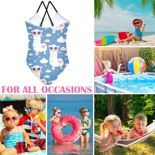 Image of Girls one Piece Swimsuit Summer UPF 50+ Quick Dry Beach Bathing Suit with Straps Swimwear 3-10 Years