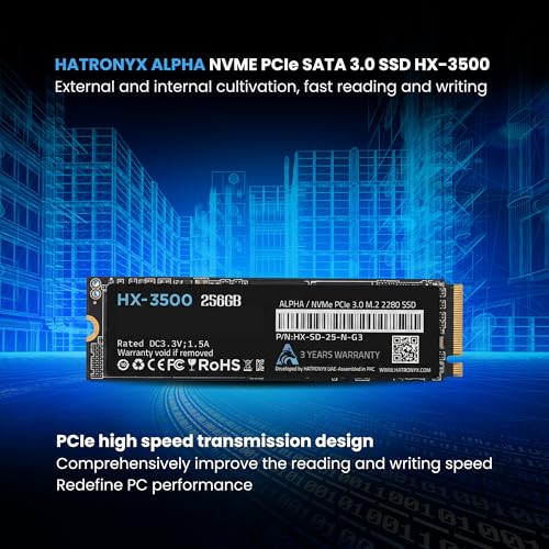 Image of Alpha HX-3500 512GB NVMe M.2 SSD 2280 | PCIe Gen 3x4 Internal SSD with Micron 3D TLC NAND | Up to 3400MB /s Read & 2600MB /s Write | High Speed SSD for Gaming | 3+3 Years Extended Warranty