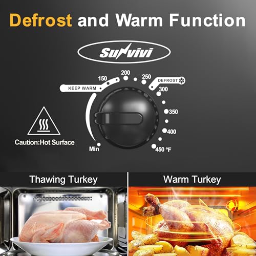 Image of Sunvivi 14 Quart Roaster Oven, Electric Slow Cooker Roaster Oven with Self-Basting Lid, Turkey Roasters with Removable Pan and Rack, Stainless Steel, Black