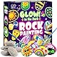 Steine zum Bemalen, Bastelset Kinder ab 5 6 7 8 9 10 Jahre Geschenk Mädchen 6-12 Jahren Basteln Mädchen 6-9 Jahre Halloween Geschenk 12 Stück Steine Bemalen Set mit 20 Farben(Farbe Leuchtet Im Dunkel)