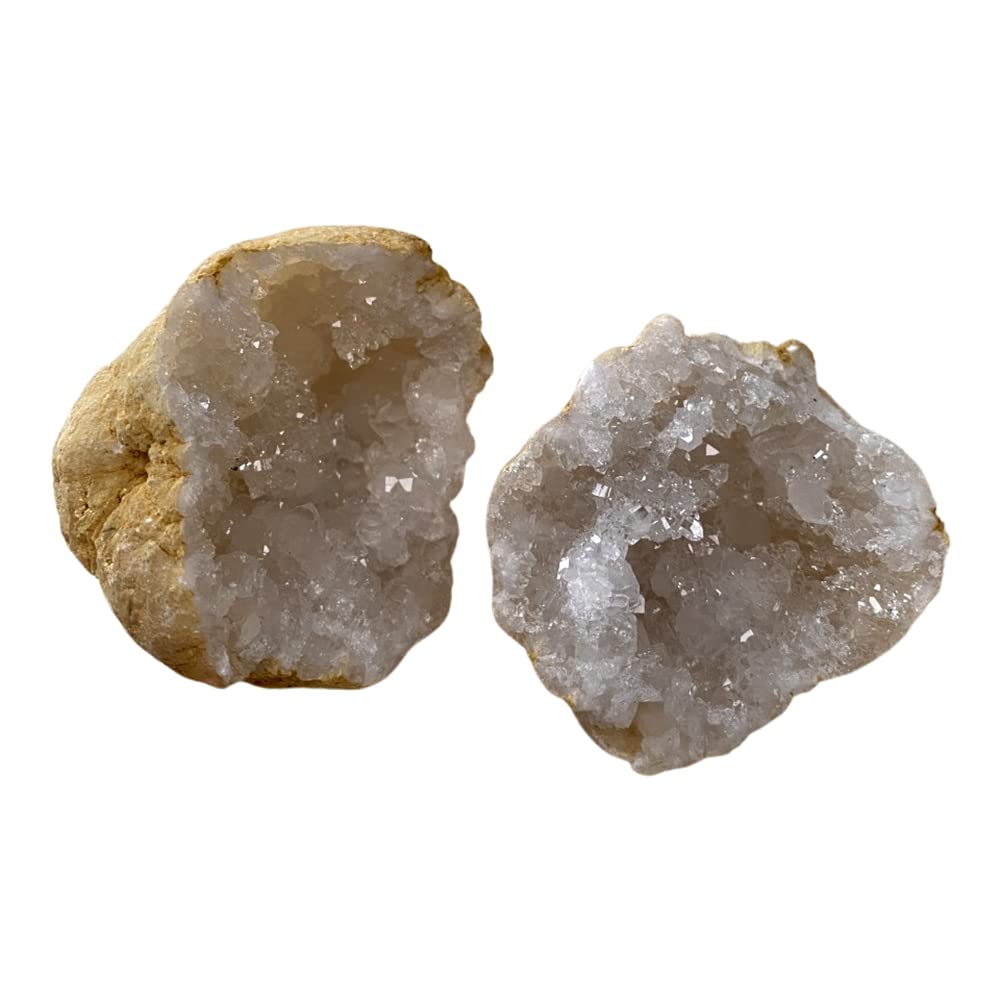 VIE White Quartz Geode Pairs, Size 1