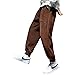 WZIKAI Mens Corduroy Pants Elastic Waist Drawstring Tapered Joggers Sweatpants Casual Long Fashion Trousers with Pockets Brown S
