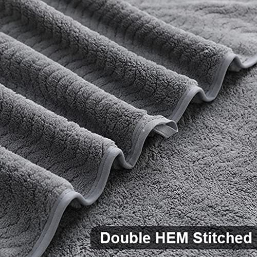 Smuge Ultra Soft Bath Towel Set Of 4, Grey Extra Large Textured Microfiber Luxury Towels 35X70 In thumb #4