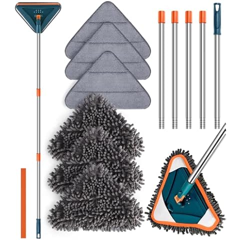 Wall Cleaner with Long Handle, 360° Rotatable Wall Mop, 85“ Baseboard Cleaner Tool Duster for Wall Washer Cleaner Tool for Walls/Dust/Ceiling Fans/Baseboard/Floors Cover