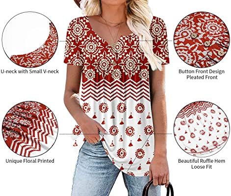 ONLYSHE Womens Casual Short Sleeve Shirts V Neck&U Neck Tops Button Up Tunic Floral Ruffle Blouse 2 ONLYSHE Womens Casual Short Sleeve Shirts V Neck&U Neck Tops Button Up Tunic Floral Ruffle Blouse