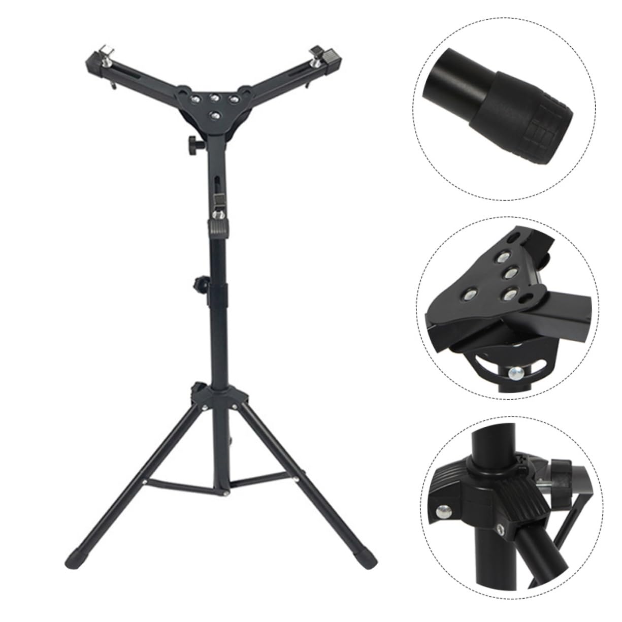 Support Réglable pour Pad de Pratique 12 Pouces en Fer Noir | Caisse Claire et Usage Personnel ou Professionnel, Format Portable, Structure Abs, Adapté à Différentes Tailles