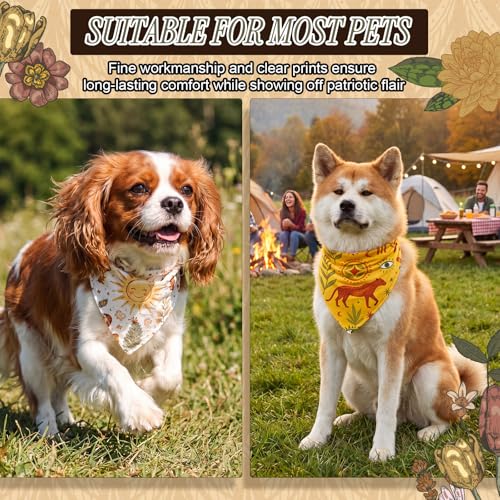 Image of Abbylike 50 Pcs Boho Dog Bandanas Bulk, Vintage Rustic Bohemian Style