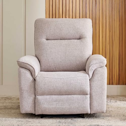 Image of Home Centre | Artise Fabric 1-Seater Recliner | Recliner for Living Room | Solid Wood | Beige | 1 Year Warranty