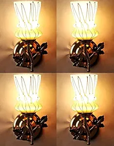 JINPINGHP Fancy Glass Light Wall Lamp With Metal Fitting And All Fixture Set Of Four, 40 Watts, Round, Orange(Electric)