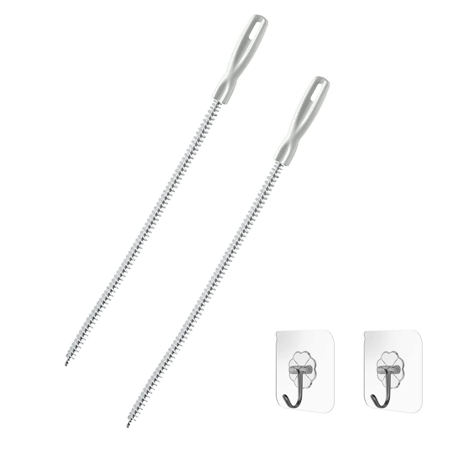 Norhogo 2 Pieces white Sink Drain Overflow Cleaning Brush, Manually 45CM Home Sink Unclogging Tool Cleaing Brush for Sink, Bath Plug, Sewer, Comes with two clear hooks